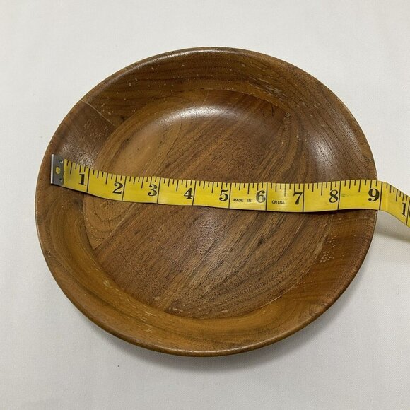 Genuine Ozark Mountain Walnut Native Wood Fruit Salad Bowl 9” Wooden Plate Brown - Picture 8 of 8